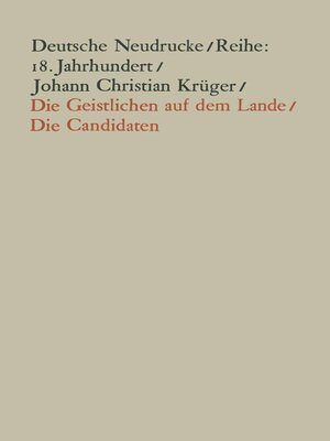cover image of Die Geistlichen auf dem Lande und Die Candidaten